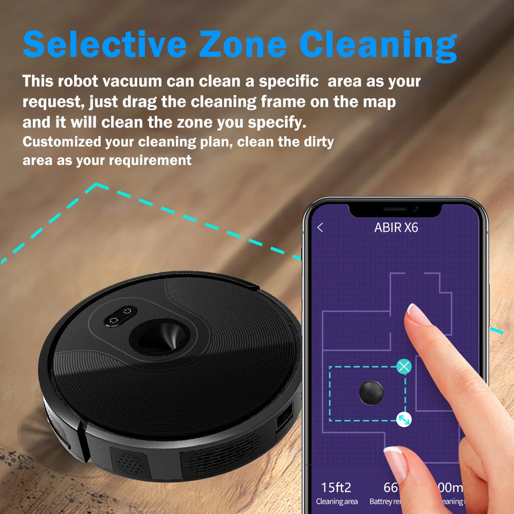 ABIR X6 Robot Vacuum Cleaner, Visual Navigation,APP Virtual Barrier,6000PA Suction,Smart Home Mop,Floor Carpet Washing Appliance - Image 5
