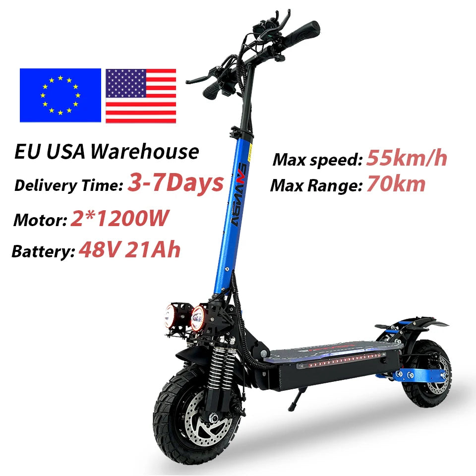 EU Dual Motor Electric Scooter, Foldable Scooter, Max Speed 55km, 10Inch Max Mileage, 70km, H, 2400W - Image 4