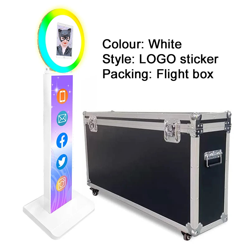 iPad Photo Booth Selfie Machine Shell Adjustable Stand Photobooth Customized LOGO With LED Ring Light For Wedding Partys Events - Image 5