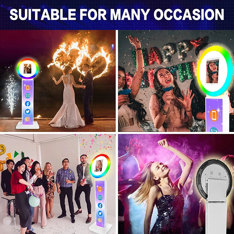 iPad Photo Booth Selfie Machine Shell Adjustable Stand Photobooth Customized LOGO With LED Ring Light For Wedding Partys Events - Image 9