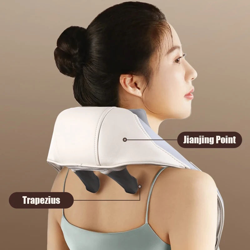 JianYouCare electrical neck shoulder body massager Heated Kneading Shiatsu Shawl Cervical back Massage machine Relieve fatigue - Image 4