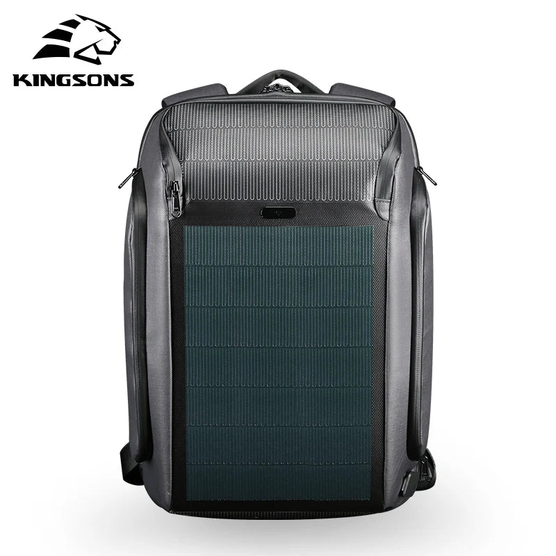 Kingsons Men Beam Backpack Solar Panel +USB Charging Anti-theft/Waterproof/ 15.6 inch Laptop Backpack Male - Image 2