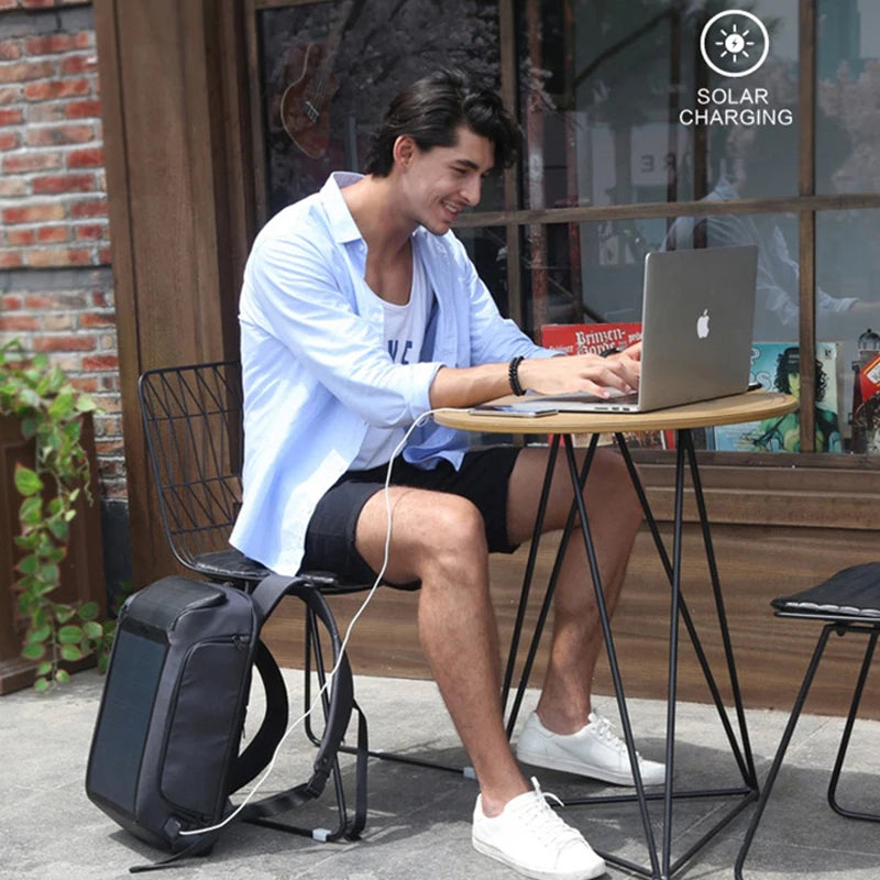 Kingsons Men Beam Backpack Solar Panel +USB Charging Anti-theft/Waterproof/ 15.6 inch Laptop Backpack Male - Image 4