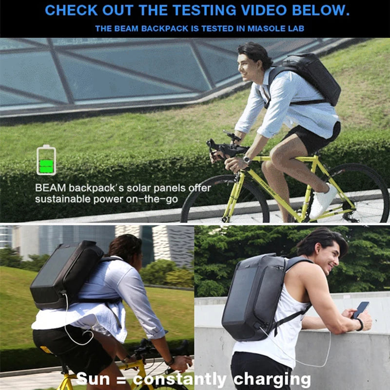 Kingsons Men Beam Backpack Solar Panel +USB Charging Anti-theft/Waterproof/ 15.6 inch Laptop Backpack Male - Image 5