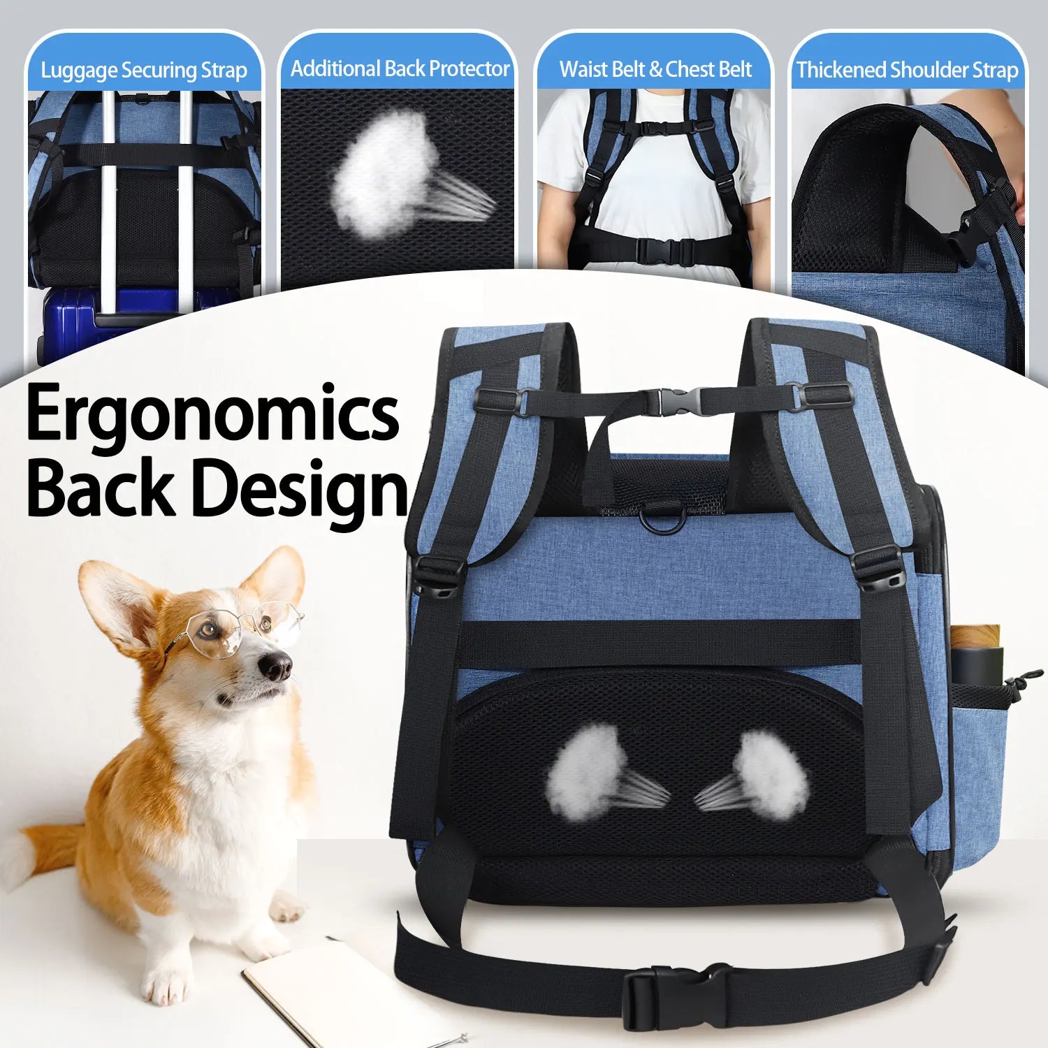 Petskd Pet Backpack Carrier Southwest Airline Approved Cat Travel Backpack for Small Dog Carrier Bag with Safety Lock Zipper - Image 4