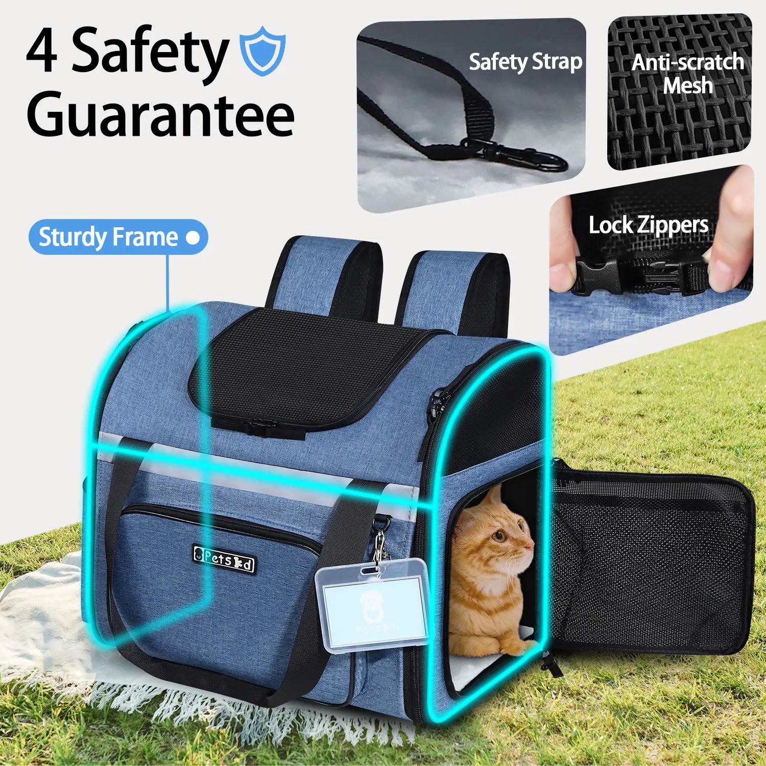 Petskd Pet Backpack Carrier Southwest Airline Approved Cat Travel Backpack for Small Dog Carrier Bag with Safety Lock Zipper - Image 5