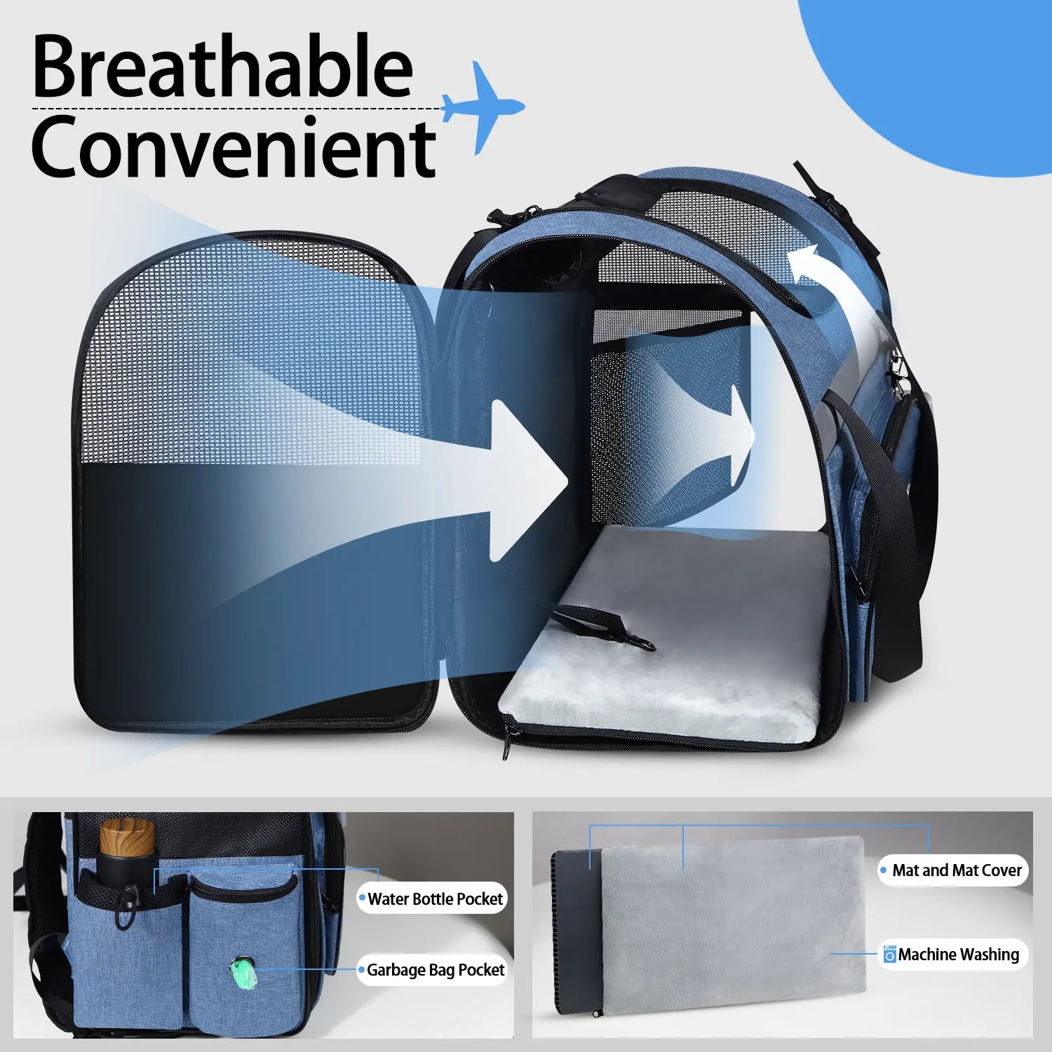 Petskd Pet Backpack Carrier Southwest Airline Approved Cat Travel Backpack for Small Dog Carrier Bag with Safety Lock Zipper - Image 6