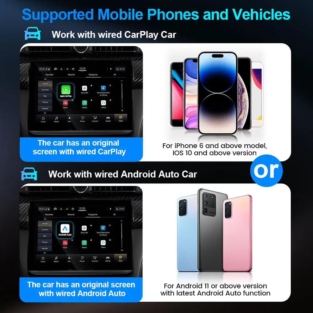 TIMEKNOW 2 in 1 Wireless CarPlay Android Auto Adapter Apple Car play - Image 5