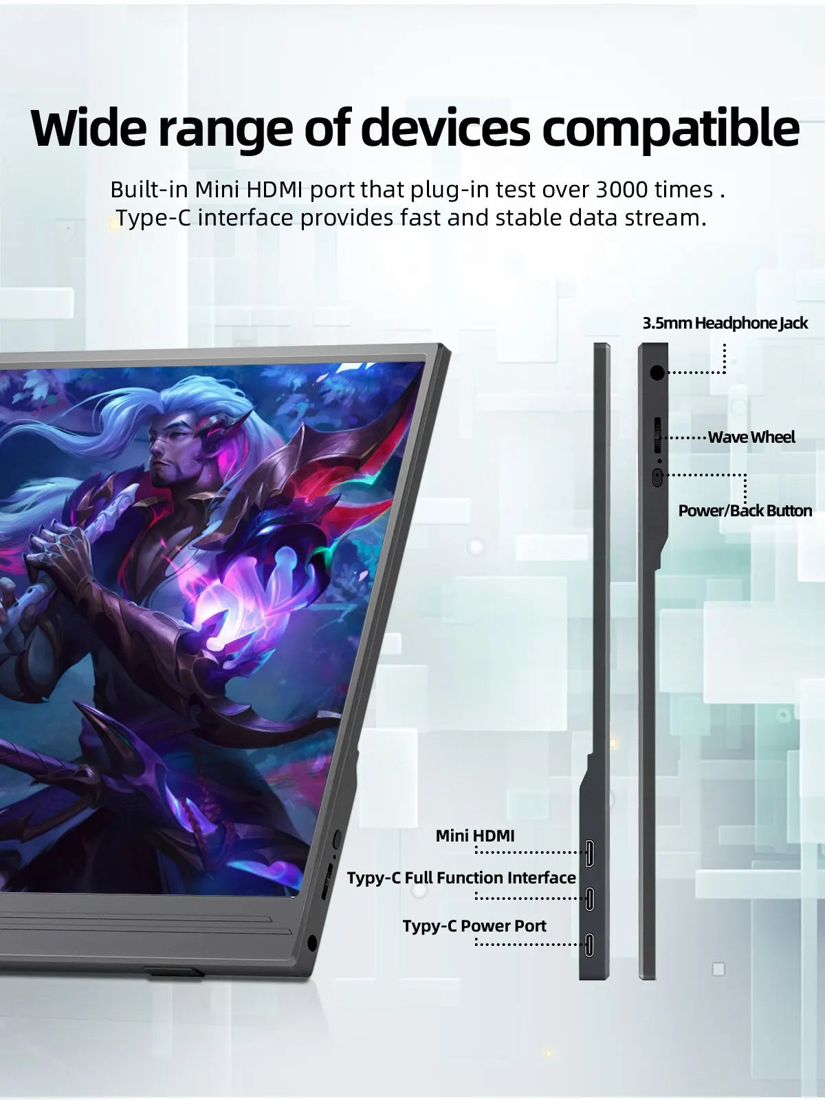 ZSUS 15.6-Inch Portable Monitor 1080P HDR 16:9 Low Blue Light For XBox PS4 / 5 Switch Cell Phone PC Loptop Extension - Image 7